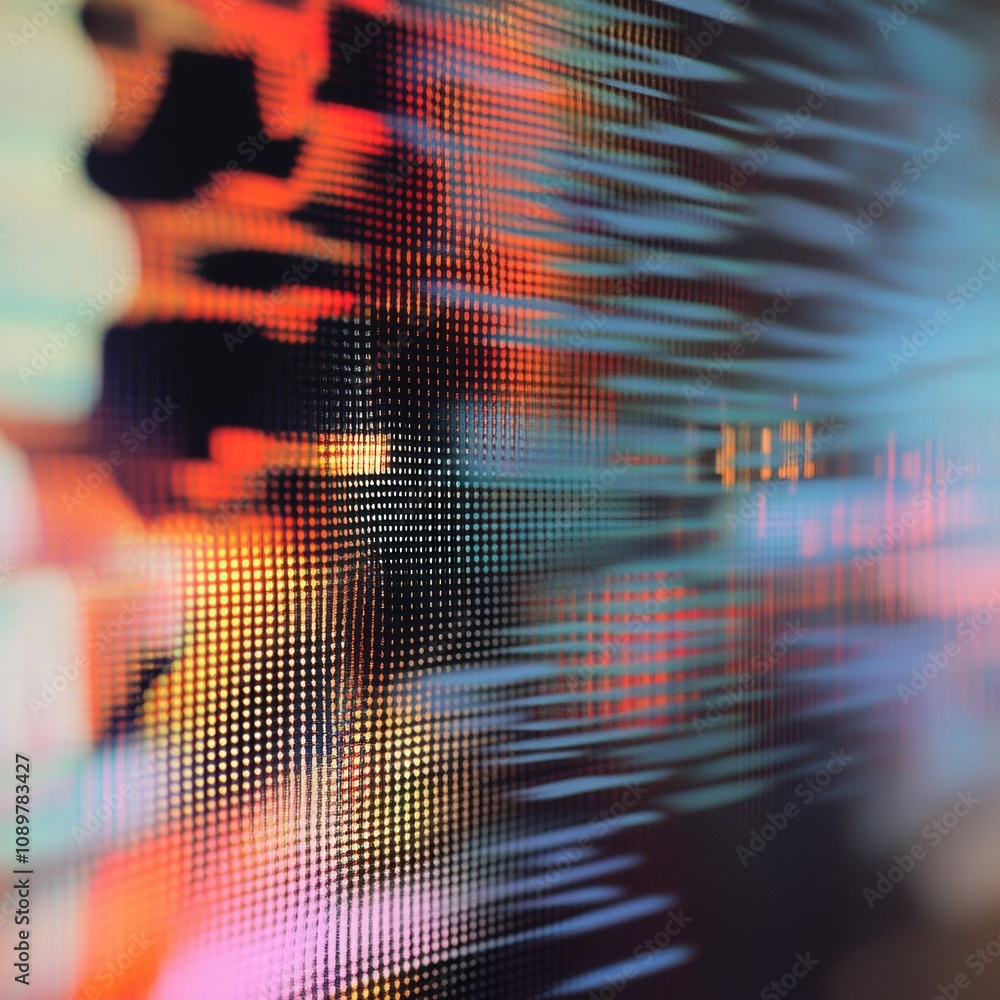 Aufkleber abstract digital art with vibrant colors and dynamic patterns depicting movement.