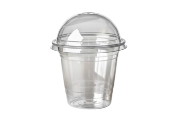 Clear Plastic Cup with Dome Lid Ideal for Smoothies Isolated on Transparent Background