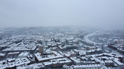 The panorama city view of Lviv, Ukraine. Shot in December 2021. Two month before the Ukraine War.