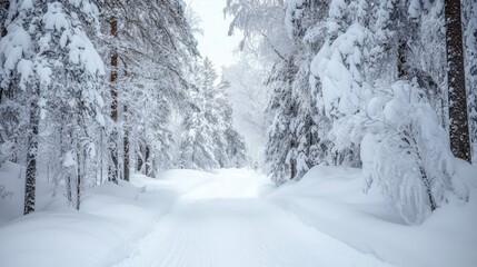 Obraz premium Snowy scenes in Lapland's Riisitunturi National Park, Finland. A beautiful winter landscape.