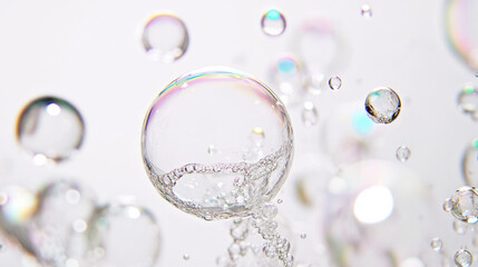 Fototapeta premium Bubbles stock photo Water, Bubble, Drop, Splashing, White Background 