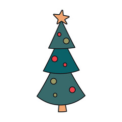 Fototapeta premium Christmas tree hand drawn icon clipart avatar logotype isolated illustration