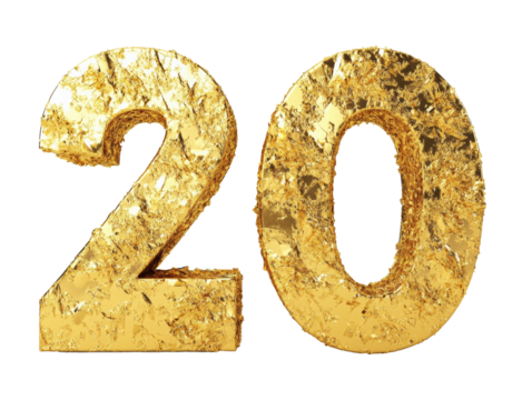 Bold golden number twenty display for celebrations