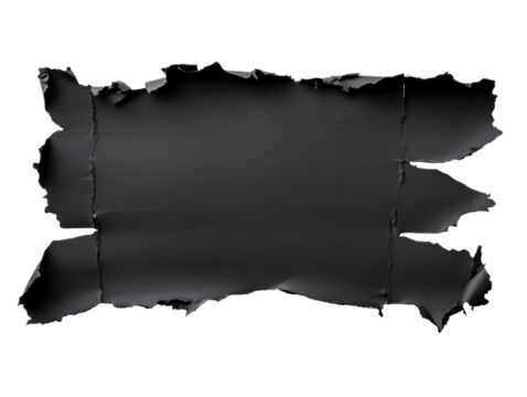Torn black paper revealing an empty space for text