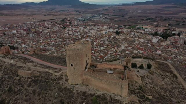 Aerial view of Jumilla Castle, Murcia, Spain