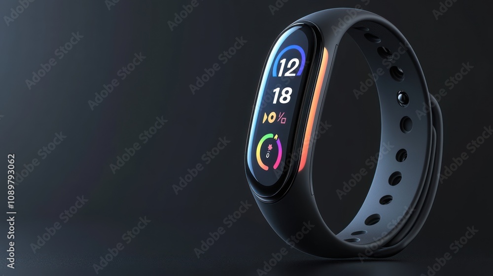 Aufkleber sleek black fitness tracker displaying time and data