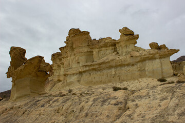 View of Gredas de Bolnuevo, Bolnuevo Natural Monument, Spain