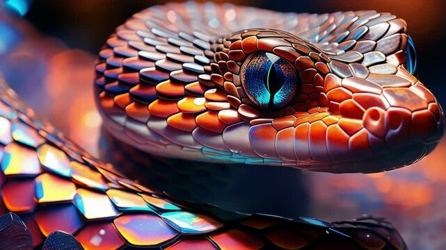 The snake is the symbol of year 2025. A cute little snake with big eyes with sparkling scales and precious stones, sparks. Calendar new year 2025.