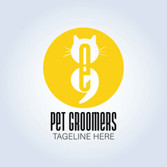 Obraz premium Pet Groomers Company Logo Template, pet shop or cat cafe, animal hair salon, Abstract Background
