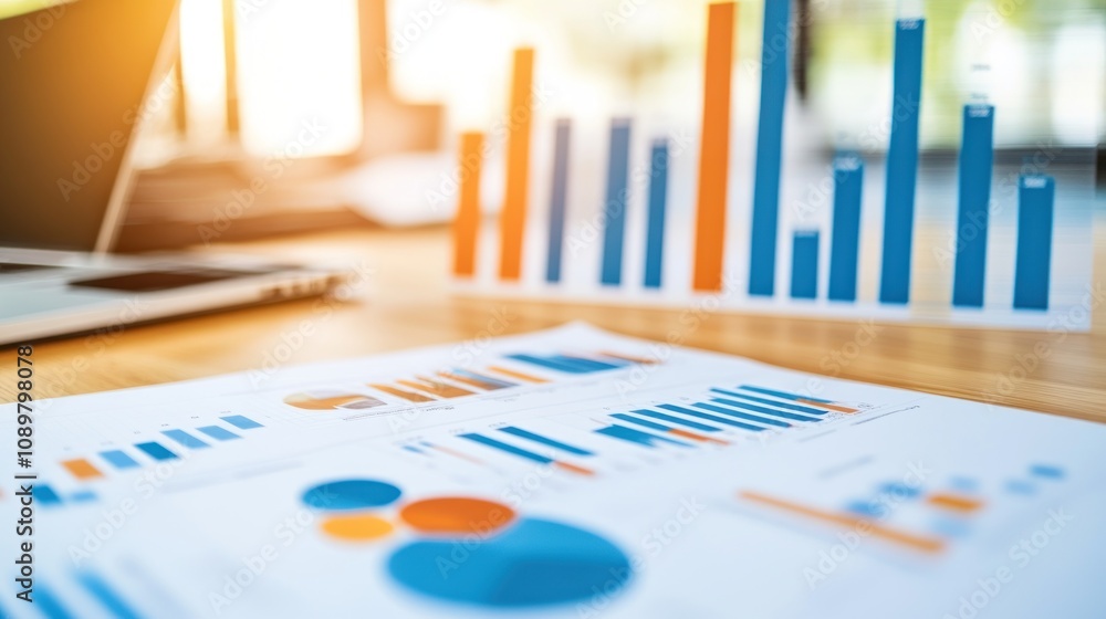 Poster business charts graphs data analysis documents workplace