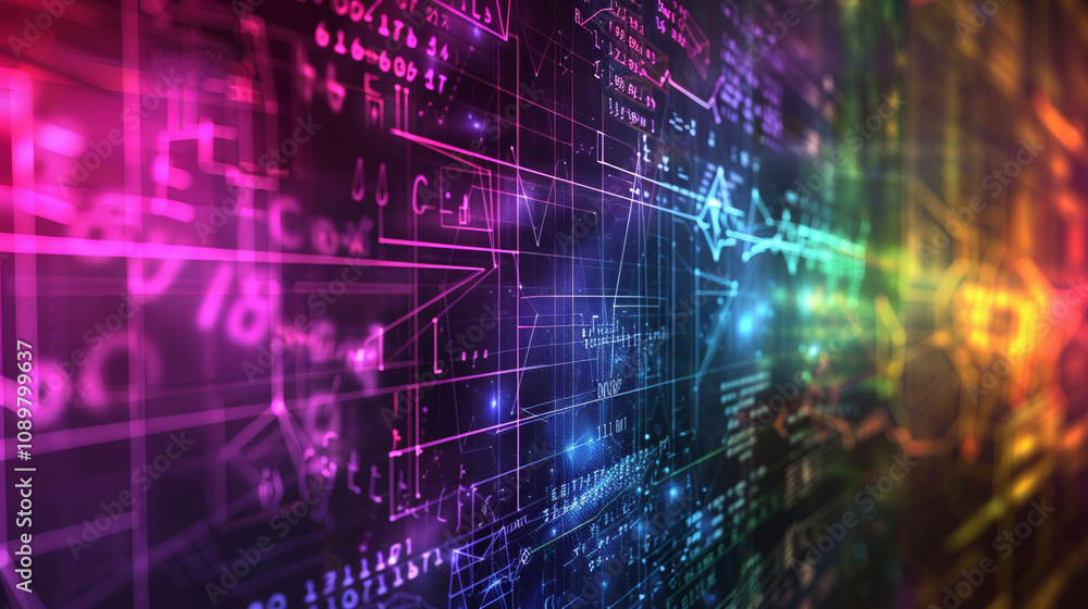 Poster a colorful image of mathematical equations and numbers