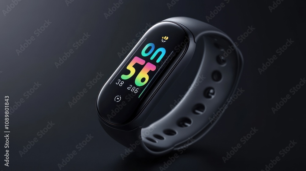 Poster sleek black fitness tracker displaying activity data