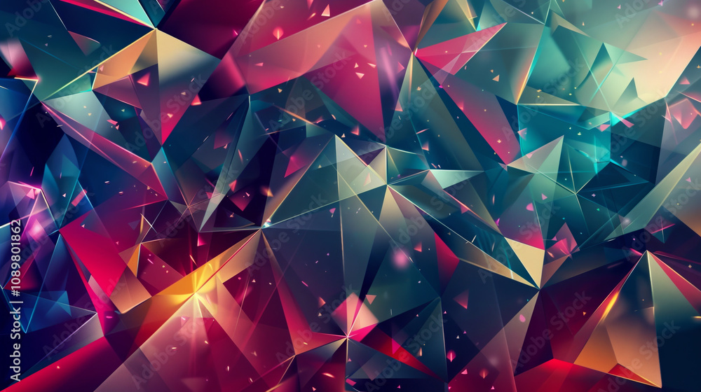 Poster a colorful abstract background with many triangles and squares