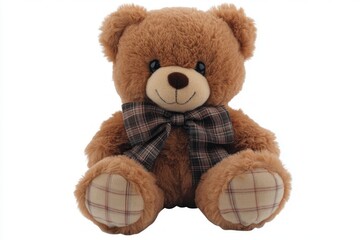 Obraz premium Adorable teddy bear plush features a friendly smile and soft fur. Perfect for children. A sweet companion for any child or home. Generative AI