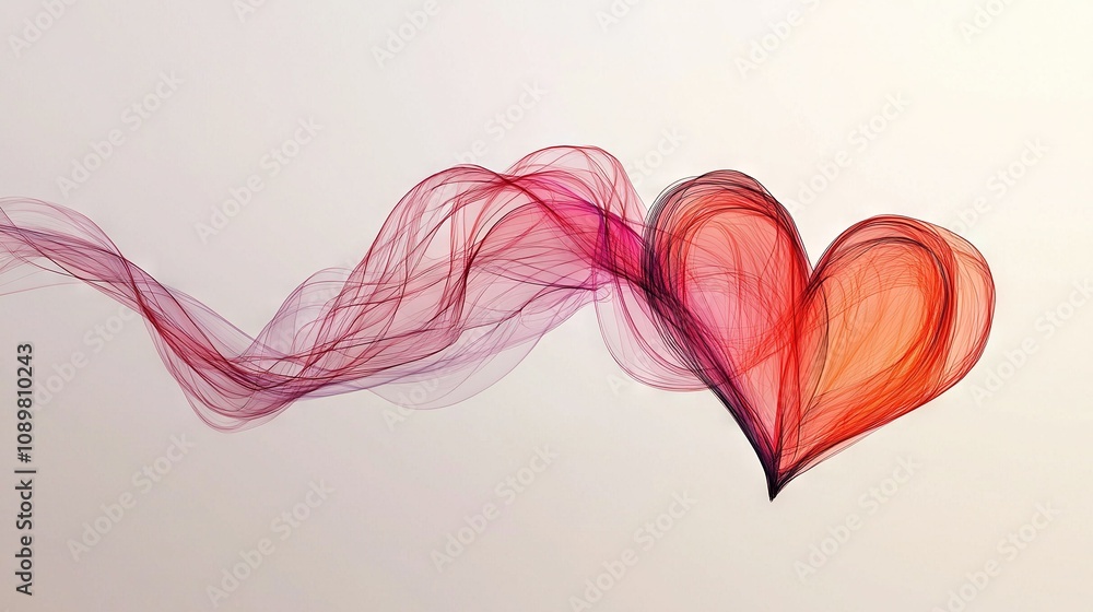 Poster a red and pink heart-shaped object floats in the air next to another red heart-shaped object