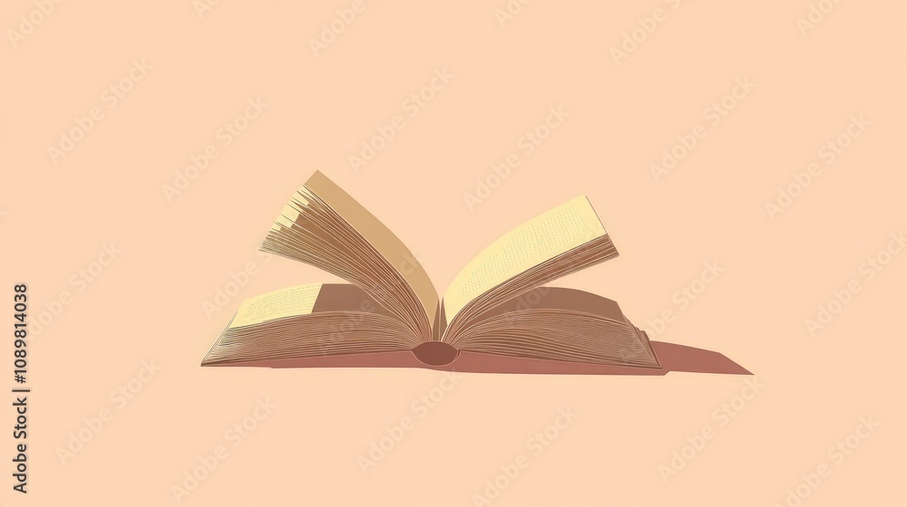Poster Open Book Resting on a Peach Background
