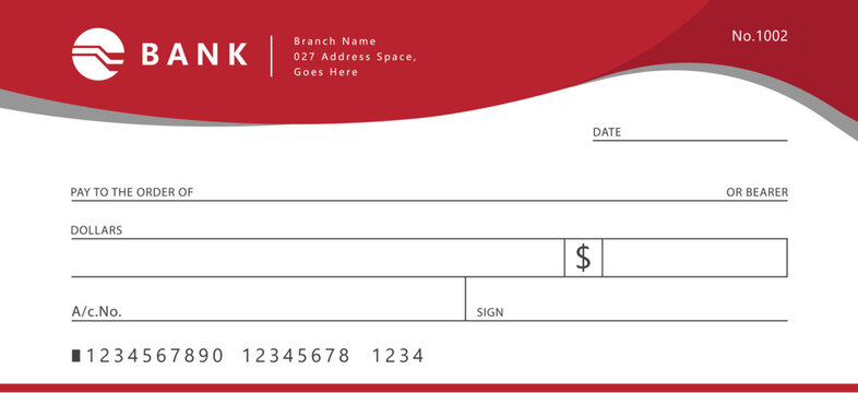 modern bank cheque checkbook. money draft voucher