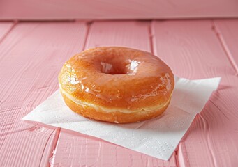 donut, dessert, sweet treat, pink background, glazed donut, soft texture, pastry, food photography, delicious dessert, addictive snack, close up image of donut