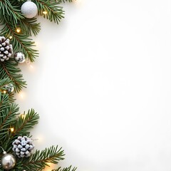 Christmas Photography Lights Background Surrounded Decoration Jingle Bells Pine Leaves White Corn