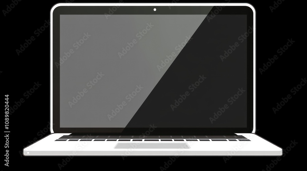 Poster White Laptop Computer With Blank Screen Display