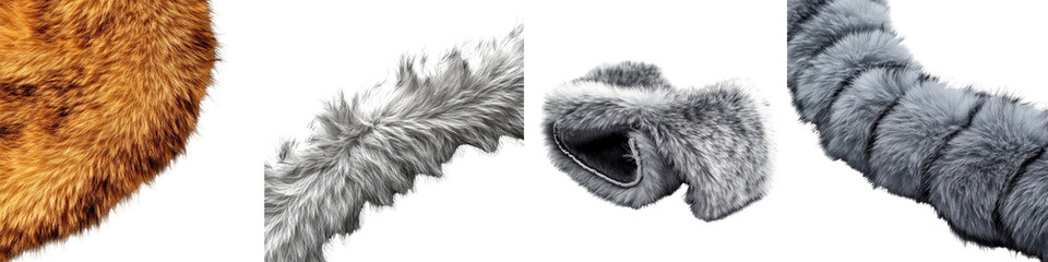 Obraz premium Faux Fur Trim – A Decorative Edge Made of Faux Fur, Often Added to Garments or Accessories for Flair Isolated on Clear White Background Highly Detailed 