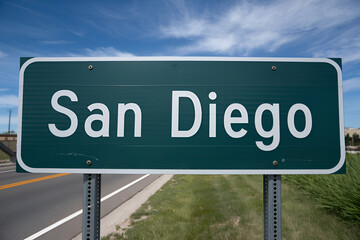 Obraz premium Green Road Sign San Diego, USA Travel Signage, Tourism Concept 