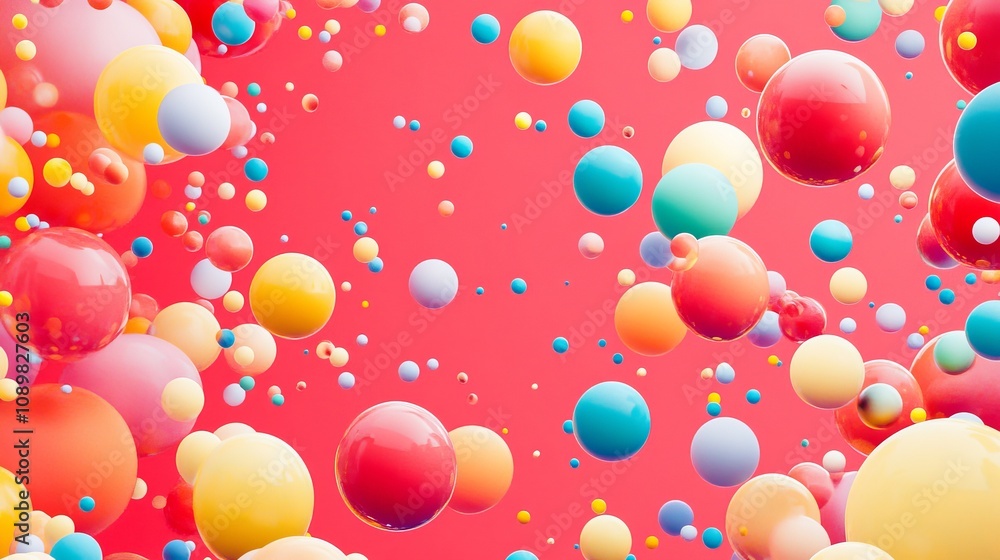 Aufkleber vivid, magical-colored bubbles floating against a pink and red gradient background, creating a whims
