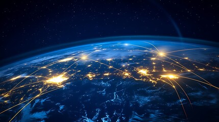 Obraz premium Glowing lines representing global business connectivity in the digital world