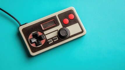 Retro Game Controller on a Turquoise Background