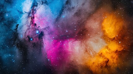 Fototapeta premium A vivid expanse brimming with multitudes of stars, complemented by a celestial dome adorned in shades of blue, pink, and yellow