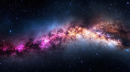 Fototapeta premium A vibrant galaxy filled with stars and a stunning pink and blue star at its center