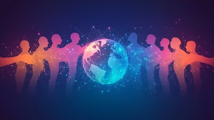 Obraz premium Gradient overlay design with abstract connections symbolizing global teamwork