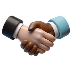 Hands shaking in agreement between two people of different races 3d rendered illustration	