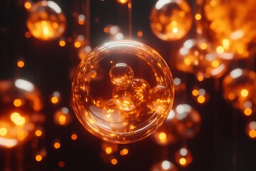 Floating glowing spheres with light reflection