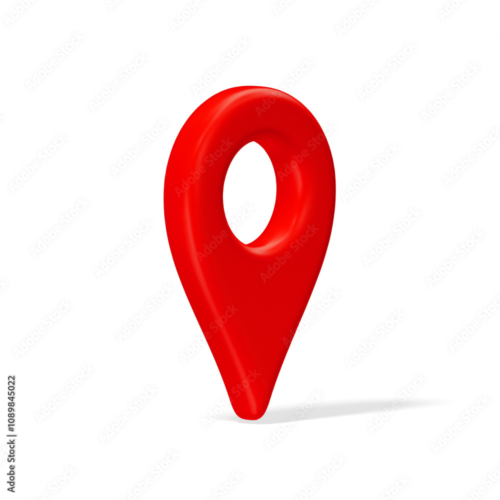 Aufkleber 3d red plastic map location pointer with shadow isolated on transparent background. destination pin 