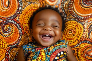 Adorable little african american baby boy laughing 
