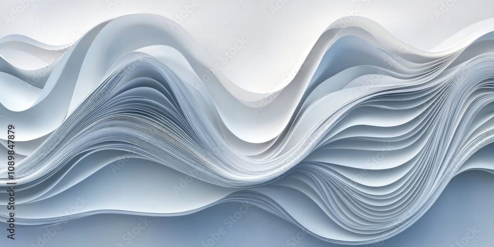 Poster modern white wave: three-dimensional abstract background with curved textures and geometric shapes i