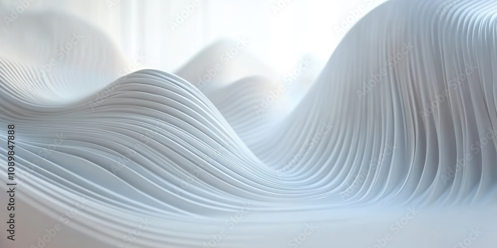 Poster sleek white wave: modern abstract background with curved lines and geometric shapes