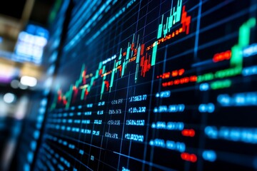 Fototapeta premium Stock market growth chart with blue background
