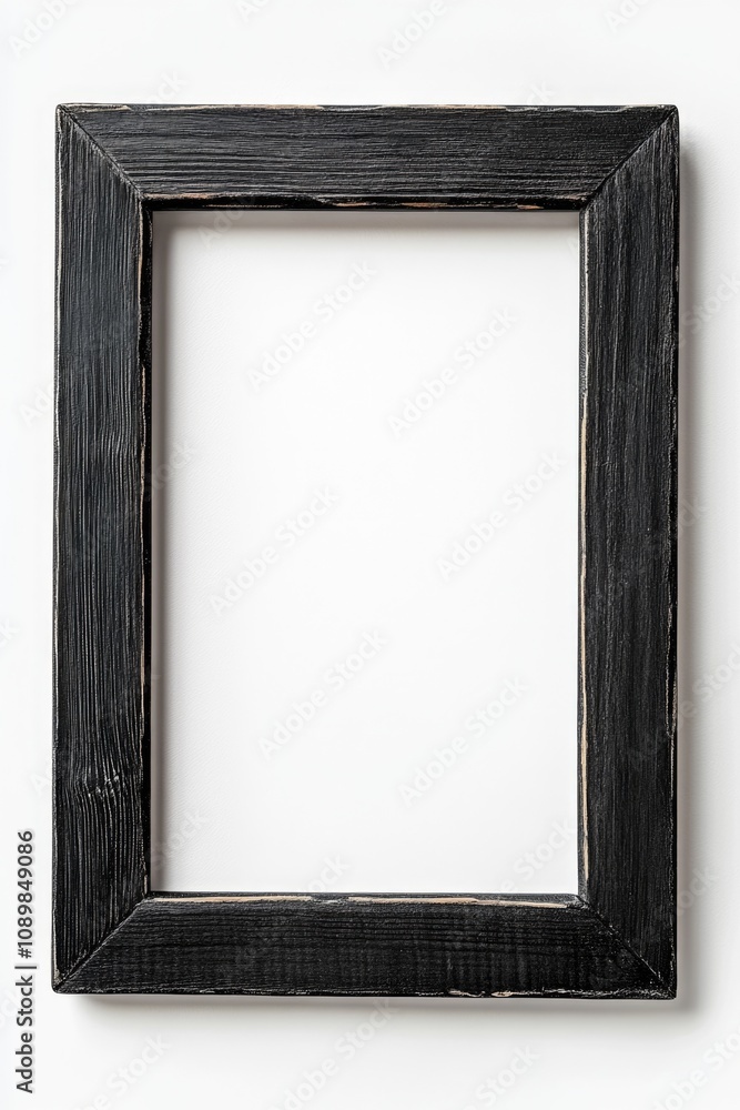 Poster empty black frame in 3d, isolated on white background for photos and artwork display