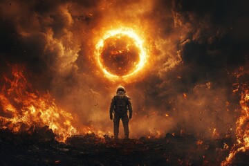 Fototapeta premium Astronaut Standing on a Mysterious Alien Planet