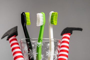 Dentist Happy Merry Christmas And New Year Composition Gift Card Mail Or Banner Template With Copy...
