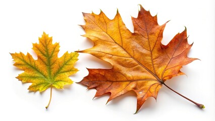 Fototapeta premium Close-up of fallen oak and maple leaves isolated on white background
