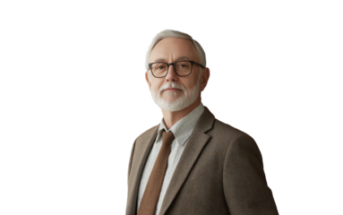 Portrait of a College Professor With Transparent Background
