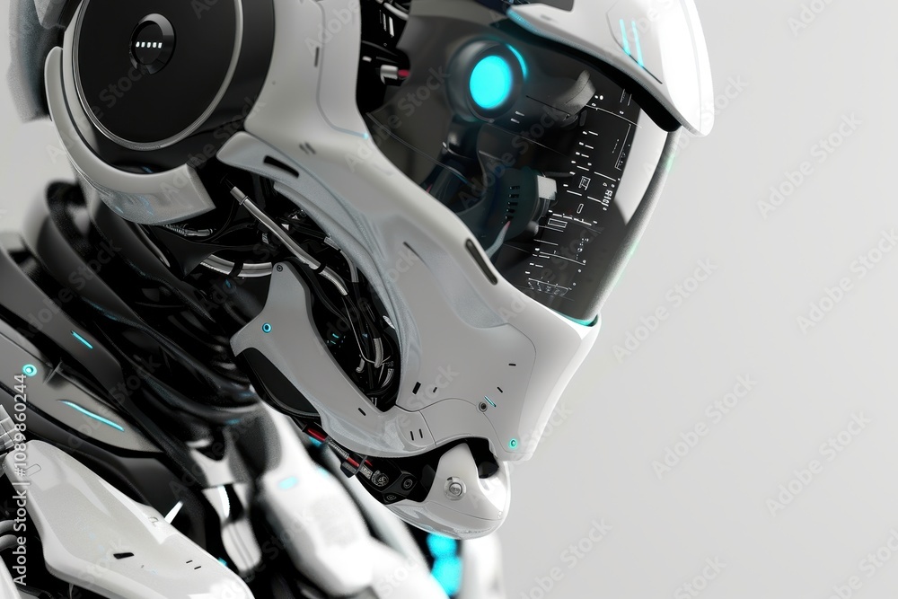 Aufkleber Robotic humanoid with sleek design showcases advanced technology in a modern laboratory setting