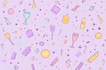 Light purple background with faint party icons