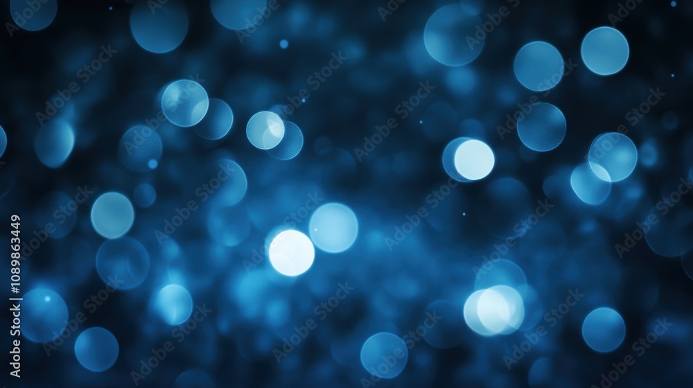 Aufkleber abstract blue bokeh light background with blurred circles of various sizes.