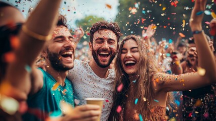 At a vibrant festival, people celebrating together