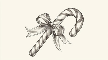 Candy cane with a bow decorated for the winter season Coloring Books