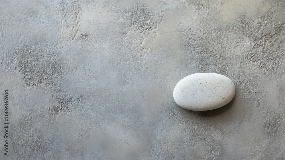 Poster grey textured background with single white stone